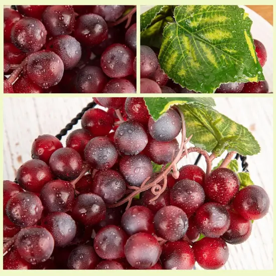 4 Bunches Plastic Lifelike Grapes - Red {2}