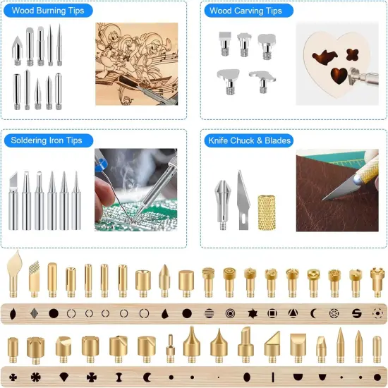 116pcs Wood Burning Kit, Professional Wood Burning Tool with Soldering, DIY Creative Tools Adjustable Temperature 220~480℃ Wood Burner Soldering Pen for Embossing/Carving/Soldering & Pyrography {3}