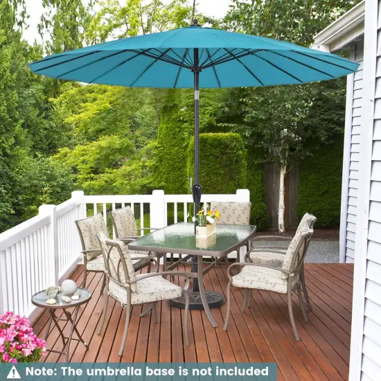 Costway 9 FT Patio Round Market Umbrella with Push Button Tilt, Crank Handle, Vented Top Tan/Navy/Wine/Turquoise {5}