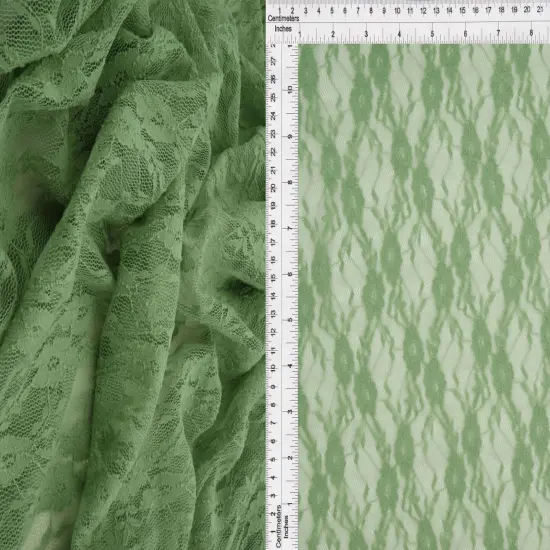1 Yard Stretch Lace Fabric, 58/60&Prime; Wide Nylon Spandex Blend SAGE {1}
