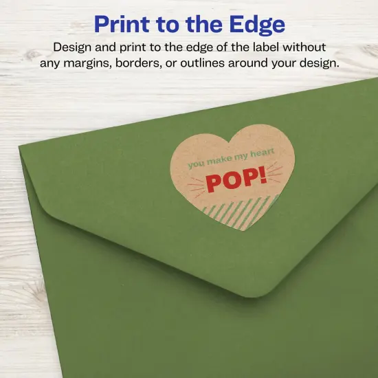 Avery Kraft Brown Heart Labels with Sure Feed, 2-9/32" x 1-27/32" {3}