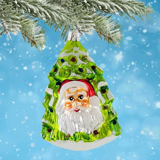 Golden Bell Collection 4.0 Inch Santa Face Tree Christmas Tree Ornament , Christmas Decor Ornament Czech Christmas Green {4}
