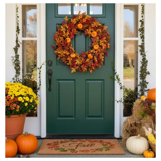 Fall Wreath Doormat {6}