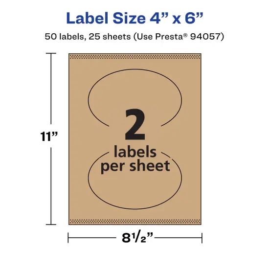 Avery Kraft Brown Oval Labels with Sure Feed, 4" x 6" {5}