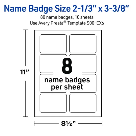 Avery Printable Rectangle Adhesive Name Badges, Pre-Printed Gold Lace Trim Pattern, Matte White, 2-1/3" x 3-3/8", Laser & Inkjet Compatible, 80 Total, Great for Branding, Marketing, and Events {5}