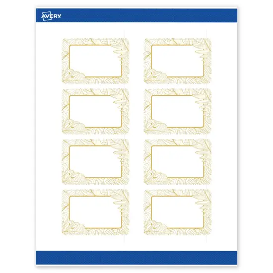 Avery Printable Rectangle Labels with Sure Feed Technology, Pre-Printed Gold Florals, Matte White, 2" x 3", Laser & Inkjet Compatible, 80 Total, Great for Branding, Marketing, and Events {1}