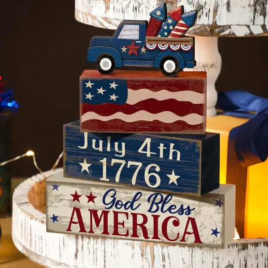 Tabletop Decorations Red, White, and Blue Table for 4th of July Decorations {2}