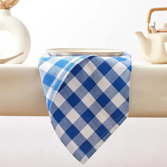 Buffalo Plaid Gingham Check Cloth Napkins with Mitered Corners, 18x18 Inches 12 Pack Dinner Napkins, 100% Cotton Hotel Quality Reusable, Washable (Blue/White) {3}