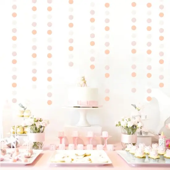 Peach-Pink White Party-Decorations Paper Garland - 52ft Princess Birthday Streamers Banner,Boho Bridal Baby Shower Bachelorette Wedding Hanging Supplies Decor {3}
