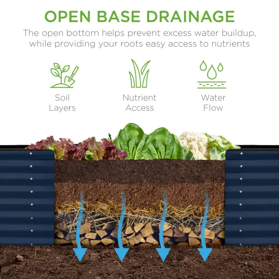 Best Choice Products 8x2x2ft Raised Metal Outdoor Garden Bed, Planter Box for Flowers, Vegetables, Herbs Navy {4}