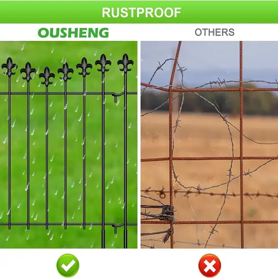 10 Pack Decorative Garden Fence Panels - 24in Height, 10ft Length Rustproof Animal Barrier for Dogs, Vinyl-Coated Metal Outdoor Border (Interlocking Design, Easy Install) {3}