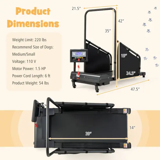 Black Metal Dog Treadmill with LCD Display, Remote Control and Safety Features {2}