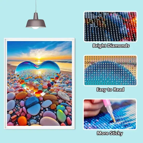 Love Beach Diamond Painting Kits for Adults, 5D DIY Diamond Art Kits for Adults & Beginner, Full Drill Diamond Art Paint with Round Diamonds, DIY Gem Painting Kit for Home Wall Decor 12x16Inch {3}