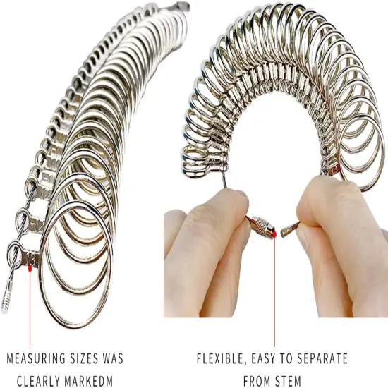 Rould Ring Mandrel Metal Ring Sizer Gauge Set with Jewelers Rubber Mallet Hammer Ring Measurement Tool Finger Sizing Size Measuring US Sizes 0-13 Steel Jewelry Making Tools {5}