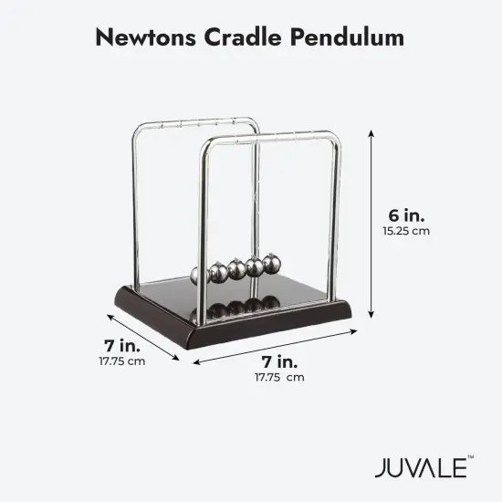 Newton's Cradle Balance Pendulum, Physics Learning Desk Toy, Swinging Kinetic Balls for Home, Office Decoration, Stress Relief, Fun Science Fidget Accessories (7x6x7 in) Silver {5}