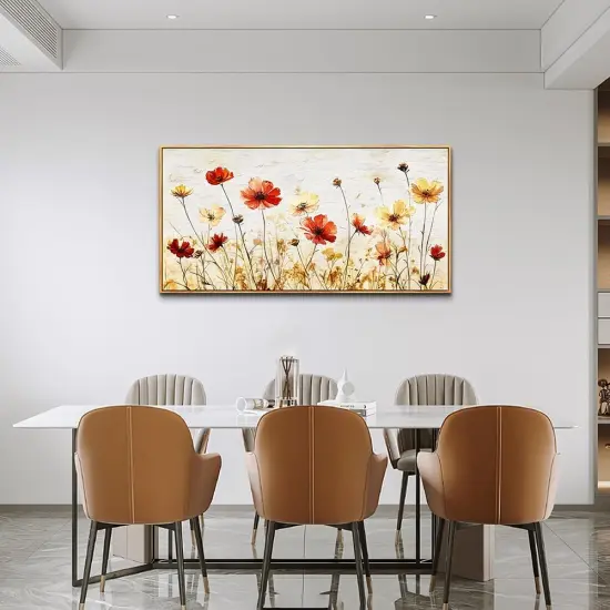 Large Framed Canvas Wall Art For Living Room Wall Decoration For Bedroom Abstract Flower Painting Wood Frame Dining Room Decor Artwork Prints Modern Room Home Decor Ready To Hang 20"X40" {4}