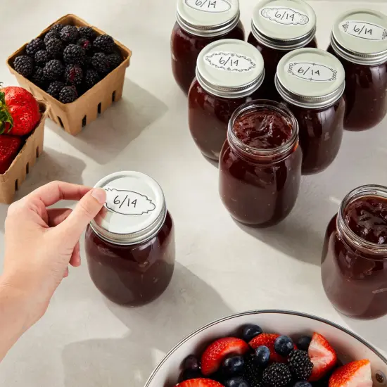 300 Piece Dissolvable Labels for Food Containers and Mason Jars, Stickers in 8 Designs for Labeling Kitchen and Pantry Canning Jar Labels, and Food Storage Containers (1 x 2.25 Inches) White {2}