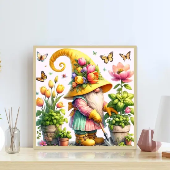 Gnome Diamond Painting Kits for Adults, DIY Gnome with Flower Butterfly Diamond Art Kits for Beginners {3}