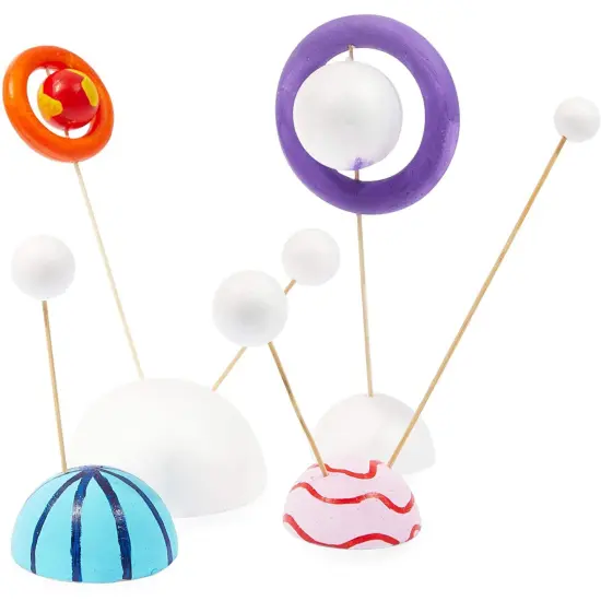 Solar System Kit School Project for Kids with Foam Balls and Bamboo Sticks (22 Pieces) White {5}