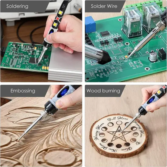 Pyrography Pen Kit 43Pcs, Soldering Iron Kit, Wood Burning Kit 80W with Adjustable Temperature 200~450℃, DIY Tool Set for Embossing/Carving/Soldering/Pyrography {4}