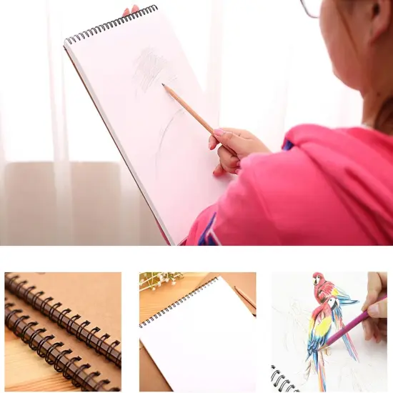 A5 (8.3"x5.8") Spiral Sketch Book, Sketchbook for Drawing and Sketching, 30 Sheets, 160gsm Paper, Vertical Sketch Pad {3}