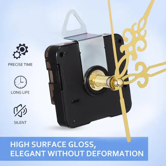 4Pcs Quartz Clock Mechanism Kit, Clock Numerals Kit, Quartz Clock Movement Mechanism Non Ticking DIY Clock Mechanism with 6 Clock Hands Sets, DIY Clock Motor Kit (Gold) {3}