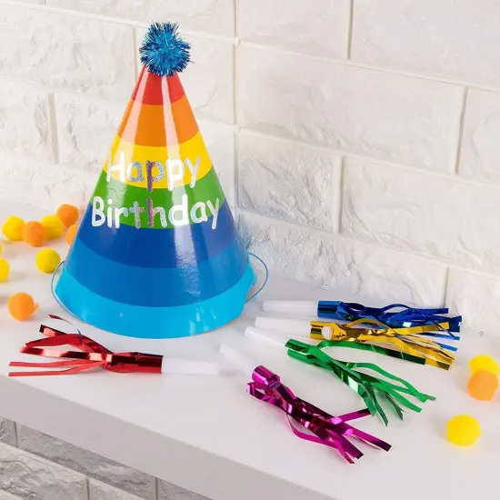 50 Pack Noise Makers Party Favors, Bulk Birthday Horns (5 Colors) Multicolor {4}