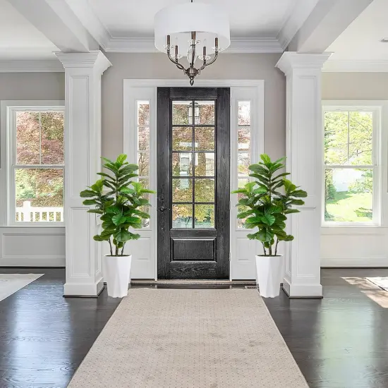 Artificial Fiddle Leaf Fig Plant Indoor 5FT Faux Fig Tree with White Diamond Planter Tall Fake Floor Plant in Pot Artificial Trees for Home Office Living Room Decor Indoor {3}