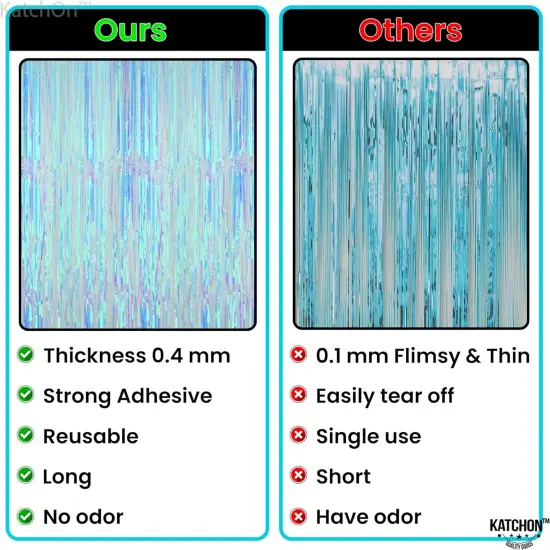 XtraLarge Blue Iridescent Streamers - 3.2x8 Feet, Blue Fringe | Mermaid Birthday Decorations, Iridescent Party Decorations | Bachelorette Party Decorations | Under The Sea Party Decorations {5}