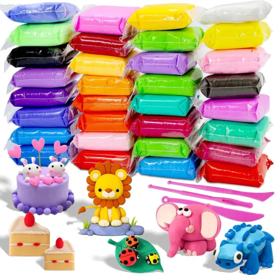 Air Dry Clay - 32 Colors Modeling Clay Kit with 3 Sculpting Tools,Safe & Non-Toxic,DIY Magic Gift Toys for Boys,Girls,Kids {1}