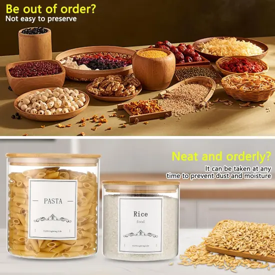 Brown Sugar Container- Cookie Jar (64oz/102oz) Set of 2-Large Glass Jar With Lid- Glass Jars Kitchen Canisters With Airtight Bamboo Lids- Food Storage Containers For Flour Sugar Cereal, Egg {4}
