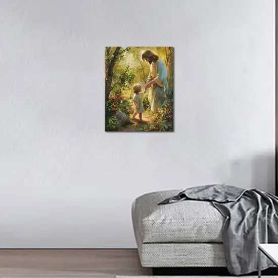 Jesus Paint by Numbers for Adult, Paint by Number Prayer Forest, Paint-by-Number Kits DIY Painting Kits On Canvas Religious Spirit Paint by Number for Adults,Frameless 16 x20 Inch {2}