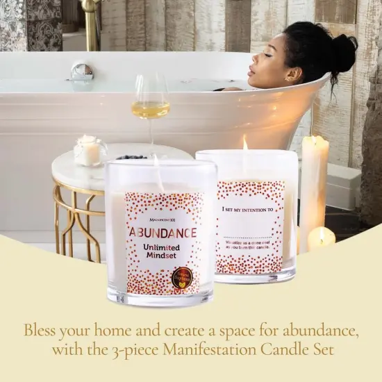 Magnificent 101 Set of 3 Long-Lasting Abundance Unlimted Mindset Smudge Candles | 3.5 Oz Each - 42 Hour Burn | Made of Soy Wax, Sage Herbs for House Energy Cleansing & Manifestation White {2}
