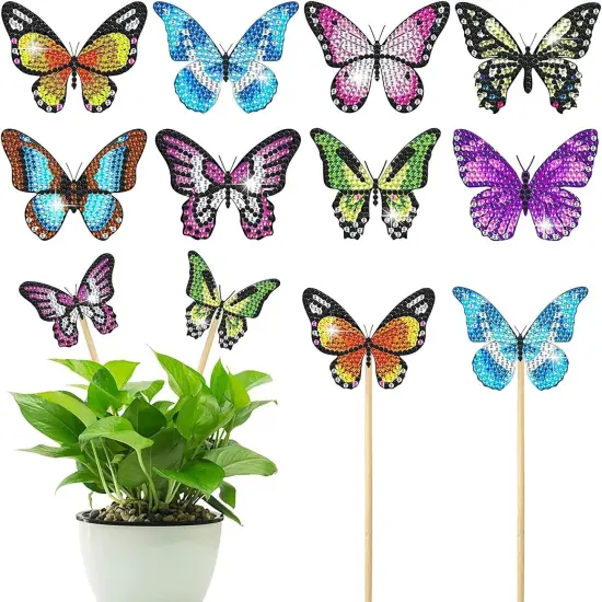 8 Pcs Butterfly Diamond Art Kits for Adults, Diamond Painting Kits for Outdoor Decor, Garden Porch Balcony Yard Decorations Arts and Crafts for Outside {1}