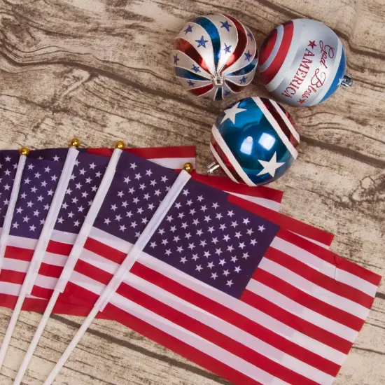 Large Patriotic Ball Ornaments 12pcs American Flag Decorations for Veterans Day {3}
