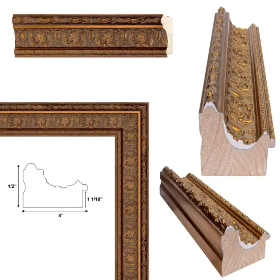 Wide Traditional Italian Carved Ornate Gold Leaf Picture Frame 36x48 frame {1}