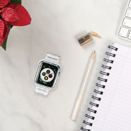 For Apple Watch 44/42mm Band, Series 6 5 4 3 2 1 SE Strap Bumper Accessory for Women Men, Clear {6}