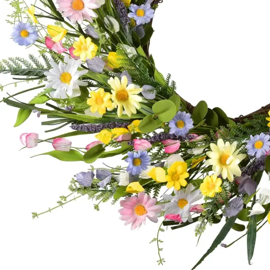 Summer Floral Artificial Daisy Wreath 24Inch Front Door Wreath with Colorful Daisy Summer Wreaths {2}
