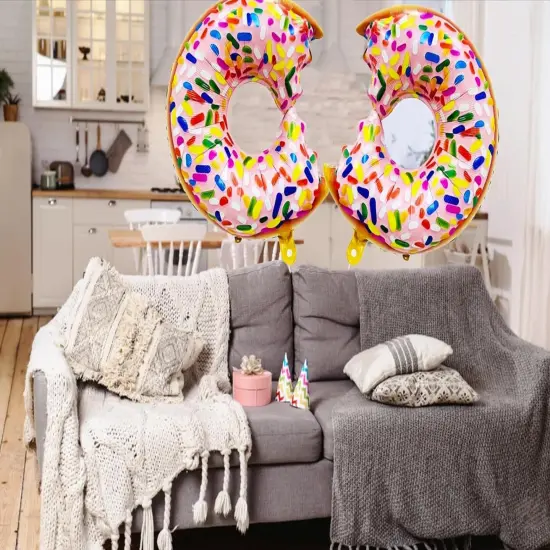 2PCS Donut Balloons Birthday Party Decorations Doughnut Foil Aluminum Balloon for Baby Shower Happy Birthday Graduation Party Supplies {5}