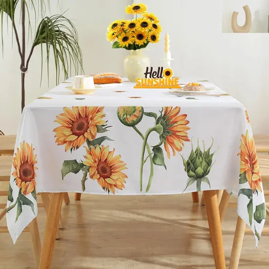 Summer Sunflower Tablecloths for Rectangle Table 60"x102",Yellow Floral Table Cloth,Spillproof Wrink Free Fabric Table Cover for Fall Autumn Camping Picnic Dinning {2}