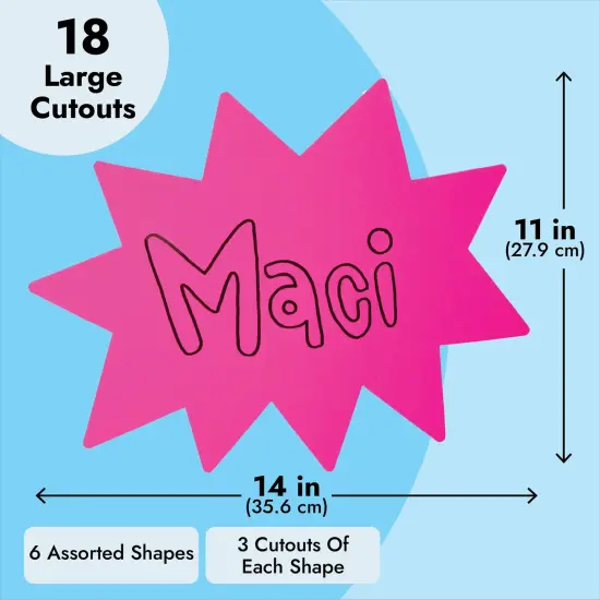 18 Piece 11x14 Large Neon Poster Board Cutouts, Paper Signs for Science Fair Projects Decoration, School Presentation Supplies (6 Shapes) {6}