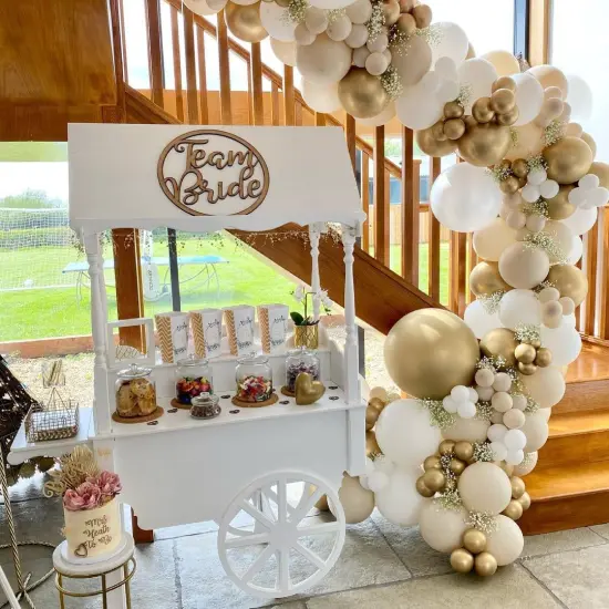 50 pcs White Gold and Beige Latex Balloons {5}