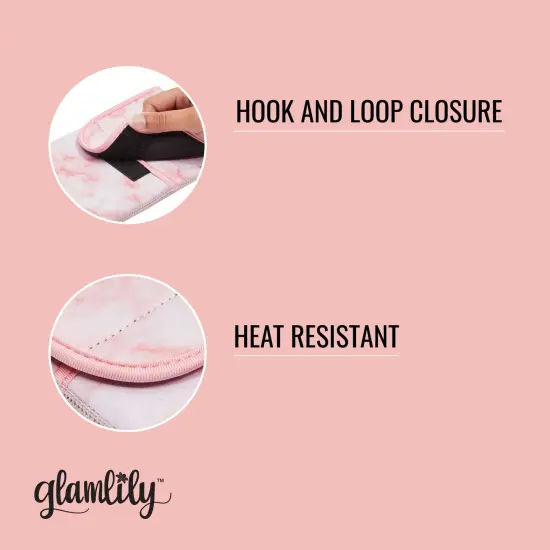 Heat Resistant Mat Neoprene Case for Hair Curling and Flat Iron, Marble Designs (15x5 In, 2 Pack) Multicolor {4}