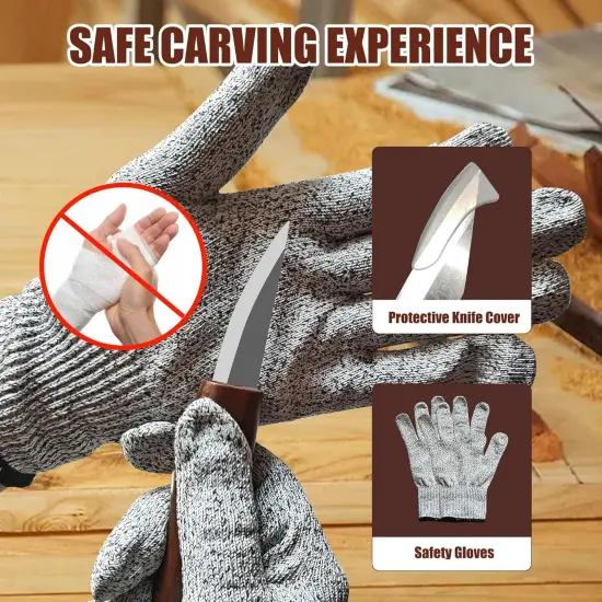 Wood Carving Kit Deluxe Whittling Knife Set 15PCS Wooden Carving Tools with Large PU Leather Case for Beginner Carpenter Experts {4}