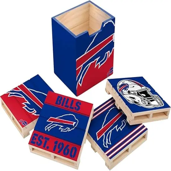 NFL Unisex-Adult NFL Team Logo 4-Pack Pallet Beverage Drink Coaster Set {3}
