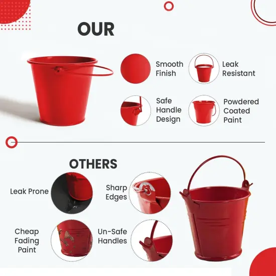 Small Metal Buckets with Handle 6 Pcs - Multicolor {2}