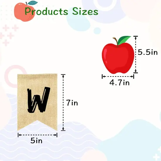 Welcome Back to School Decorations Banner with Apple Sign - Black and red {3}