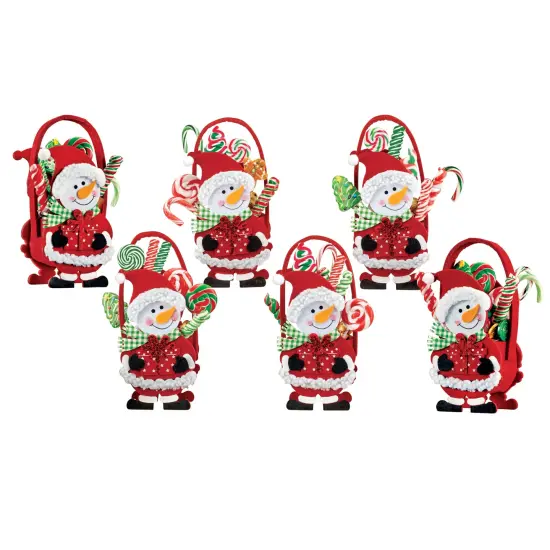 Collections Etc Adorable Festive Snowman Treat Bags - Set of 6 {2}