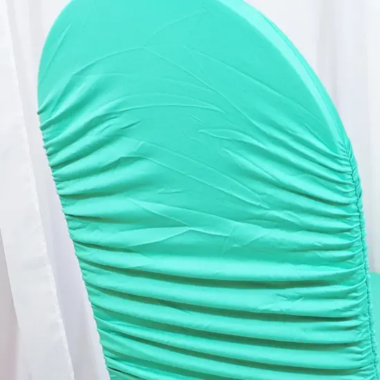 1 Piece Tiff Blue or Aqua Blue Rouge Chair Cover, Ruffled Spandex Fit for Banquet Chairs {3}