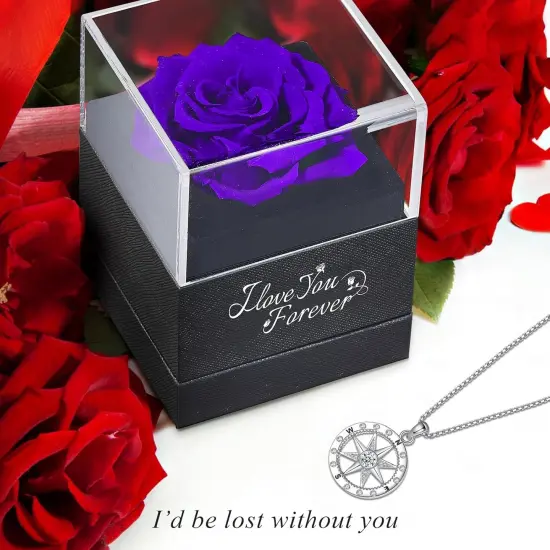 Purple Rose with Compass Necklace {2}